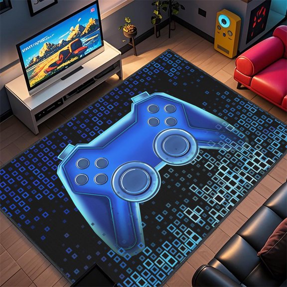 Gamer Rug for Room,5x7 ft Non-Slip Cool Gaming Carpet for Bedroom Livingroom and Game Room Rug Decor