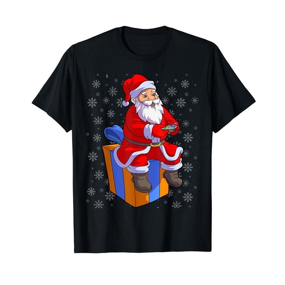 Gamer Santa Playing Video Games Kids Boys Men Christmas T-Shirt