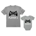 thumbnail image 1 of Gamer Shirts For Father & Son Daughter Player 1 Player 2 Men Tee Baby Bodysuit Dad Gray Small / Baby Gray 24M (18-24M), 1 of 8