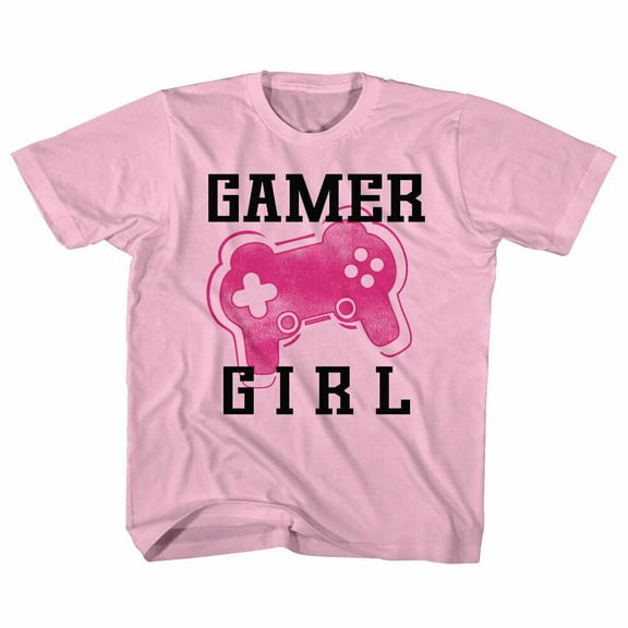 Gamer Society Gamer Girl Kids T Shirt - S (7-8 years), Light Pink