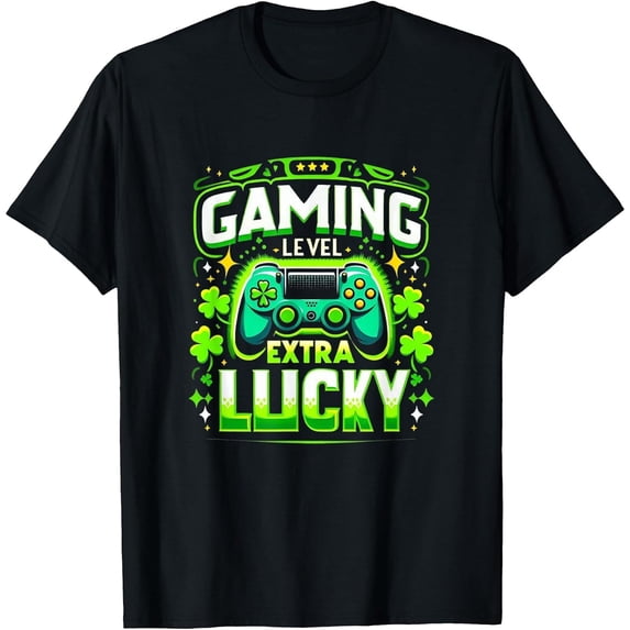 Gamer St Patricks Day Boys Video Games St Pats Gaming T-Shirt, T-Shirt for Kids Youth, 180gsm, 100% Cotton