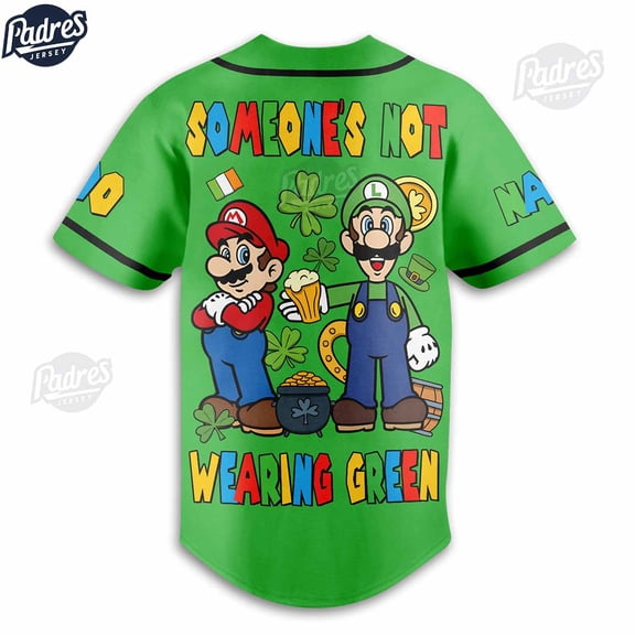 Gamer Super Mario Happy St.Patrick's Day Custom Baseball Jersey Style