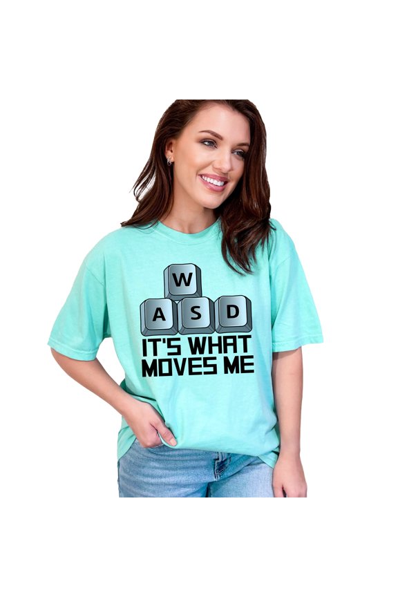 Gamer T Shirt, Funny Gaming T Shirt, WASD It's What Moves Me, Geek T Shirt, Video Game Lover Shirt, Gaming Geek T Shirt, Gift for Gamers, Chalky Mint Comfort Colors T-Shirt, XL