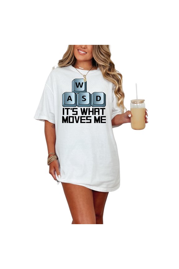 Gamer T Shirt, Funny Gaming T Shirt, WASD It's What Moves Me, Geek T Shirt, Video Game Lover Shirt, Gaming Geek T Shirt, Gift for Gamers, White Comfort Colors T-Shirt, XL