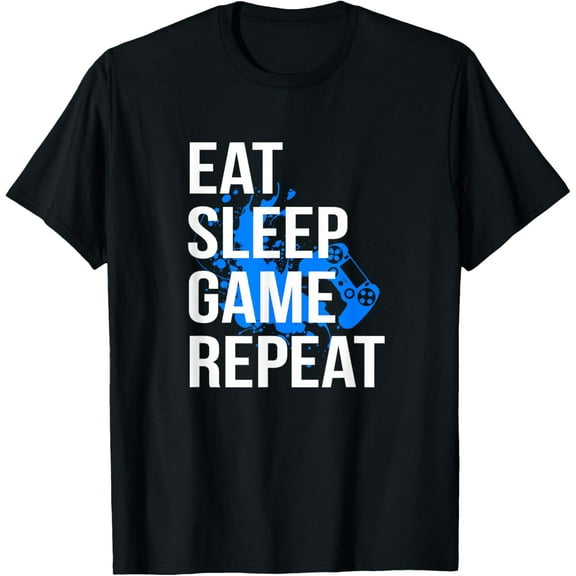 Gamer T-shirt Eat Sleep Game Repeat Men Women Kids Tee T-Shirt