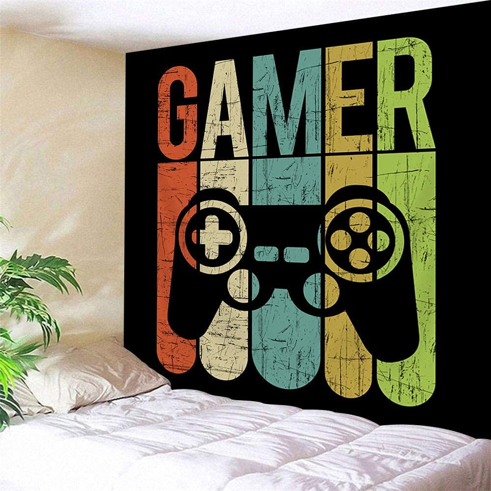 Gamer Tapestry Gamepad On Vintage Retro Wood Pannel Gaming Large Size Wall Hanging Decor Living Room Bedroom Banner Blanket for Boys Teens 80X60 Walmart