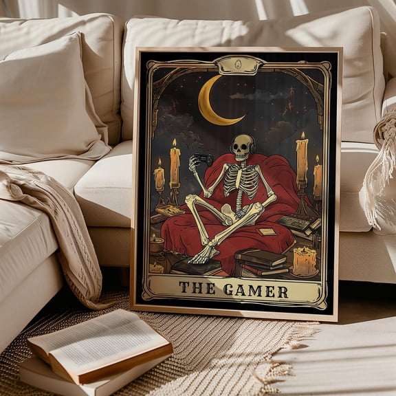 Gamer Tarot Card Wall Art Print, Unframed Paper Poster 8x10in