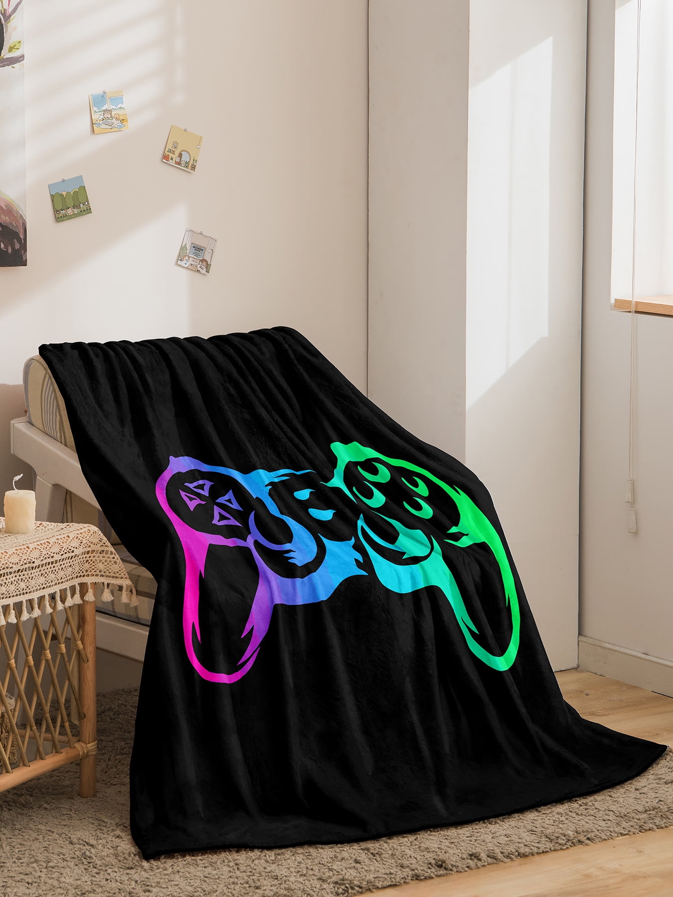 Gamer Throw Blanket Glow in The Dark, Game Toy Gifts for Teens Boys Men
