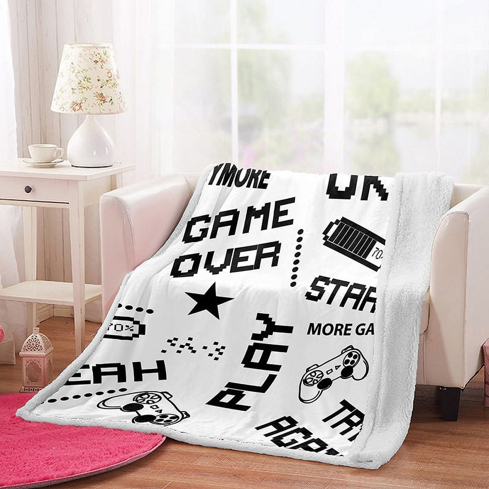 Gamer Throw Blanket Glow in The Dark, Game Toy Gifts for Teens Boys Men