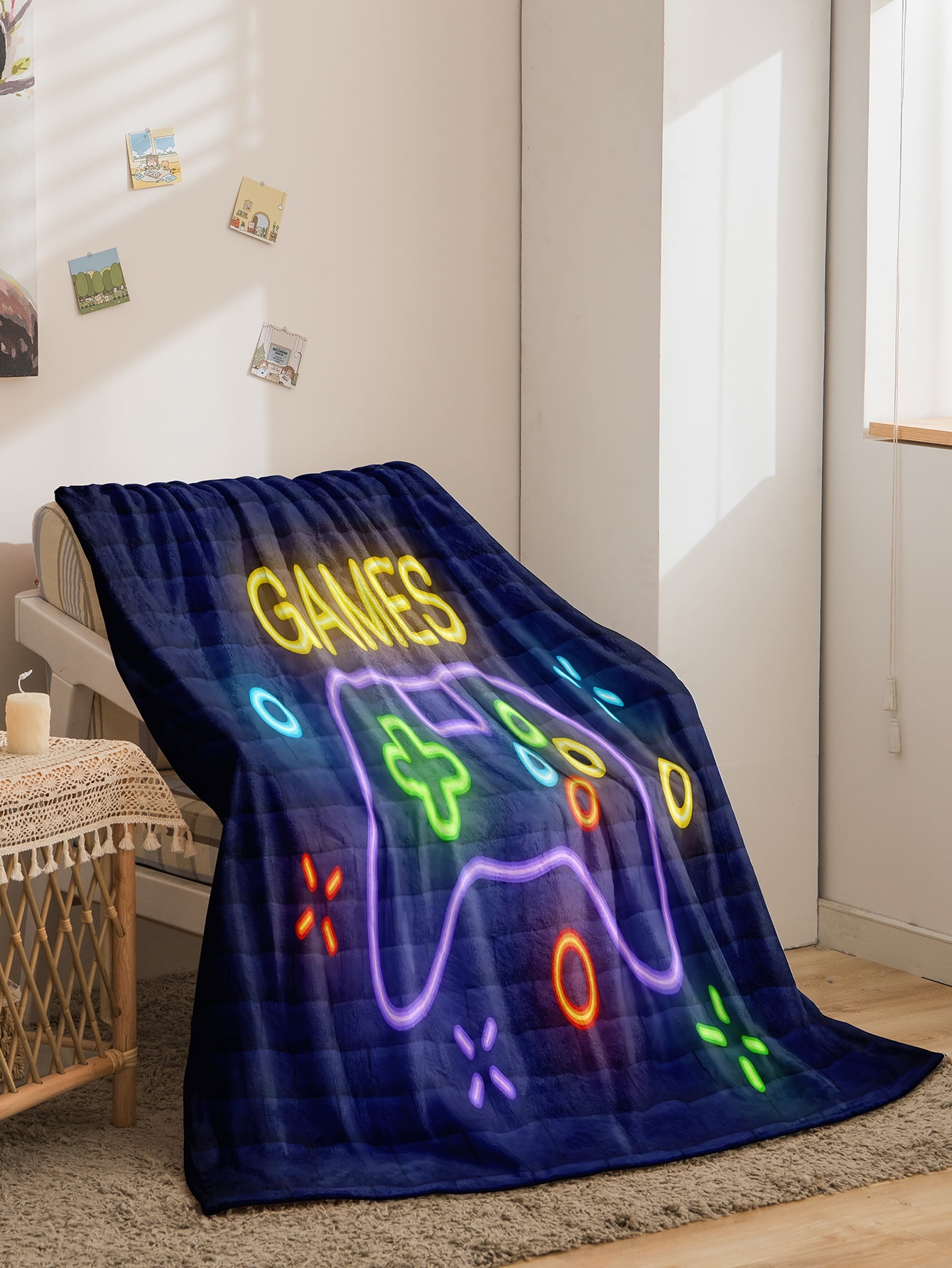 Gamer Throw Blanket Glow in The Dark, Game Toy Gifts for Teens Boys Men, Gaming Controller