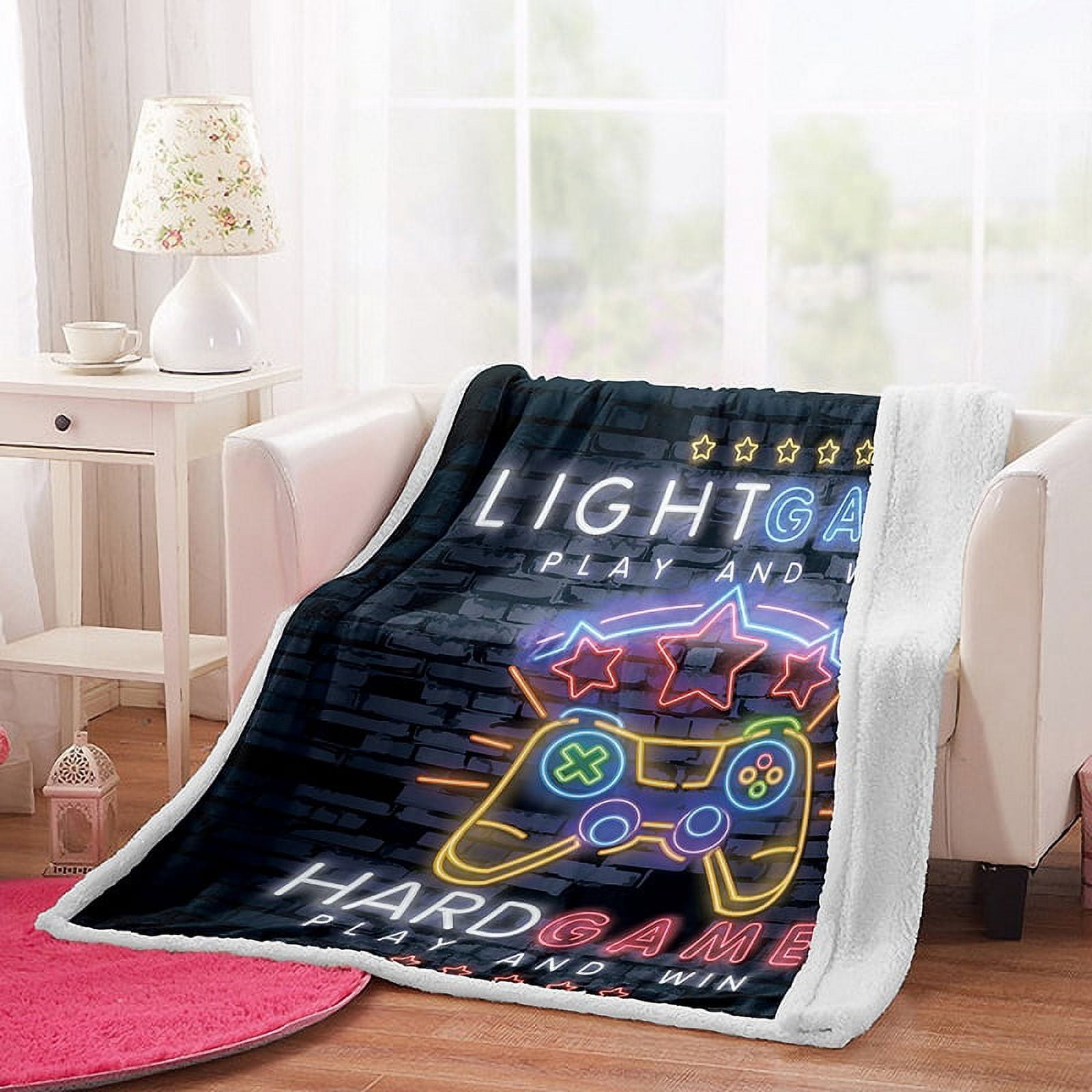 Gamer Throw Blanket Glow in The Dark, Game Toy Gifts for Teens Boys Men, Gaming Controller