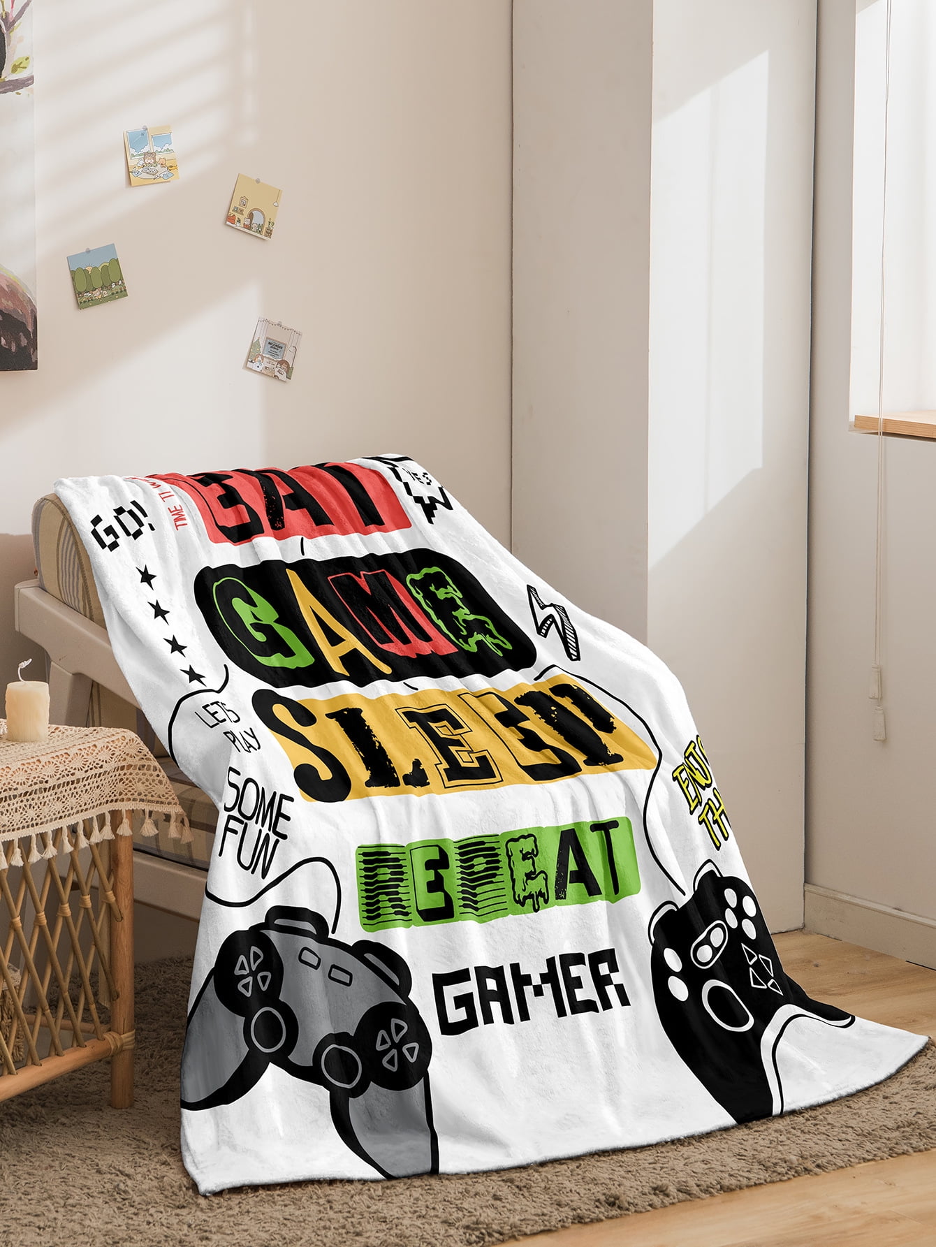 Gamer Throw Blanket Glow in The Dark, Game Toy Gifts for Teens Boys Men