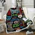thumbnail image 1 of Gamer Throw Blanket Kids Boys Gaming Video Game Blanket for Bed Couch Sofa Games Gamepad Warm Fleece Sherpa Blanket All Season Ultra Soft Game Home Decor Fuzyy BlanketThrow 50"x60", 1 of 4