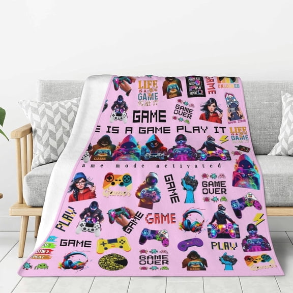 Gamer Throw Blanket, Soft and Cozy Gamer Blankets for Girls, for Women and Girls,  Choice for The   Lover, Bed, Sofa, Party Decor Blanket