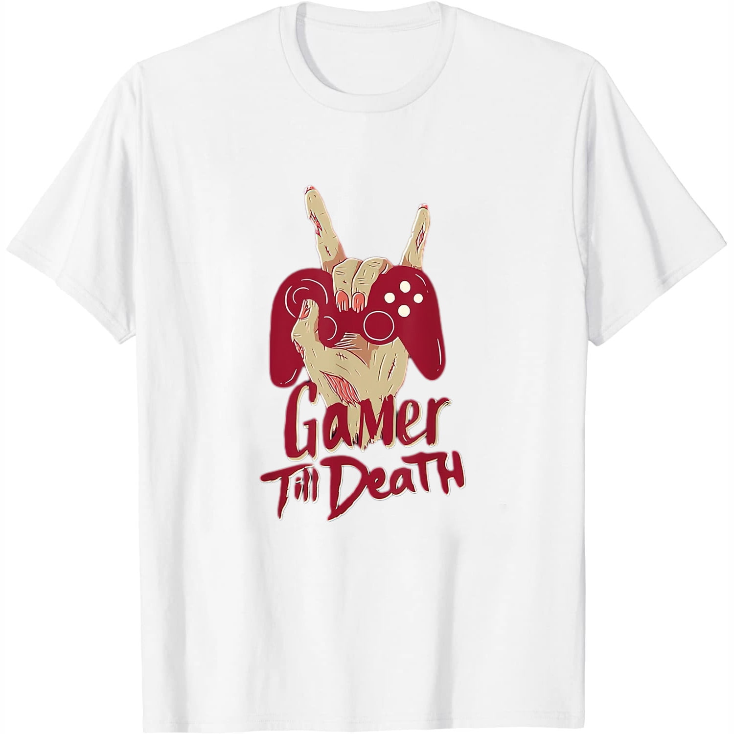 Gamer Till Death Quote Scary Zombie Hand Controller Gaming Womens T-Shirt  White Small - Walmart.com, image size:1500x1500
