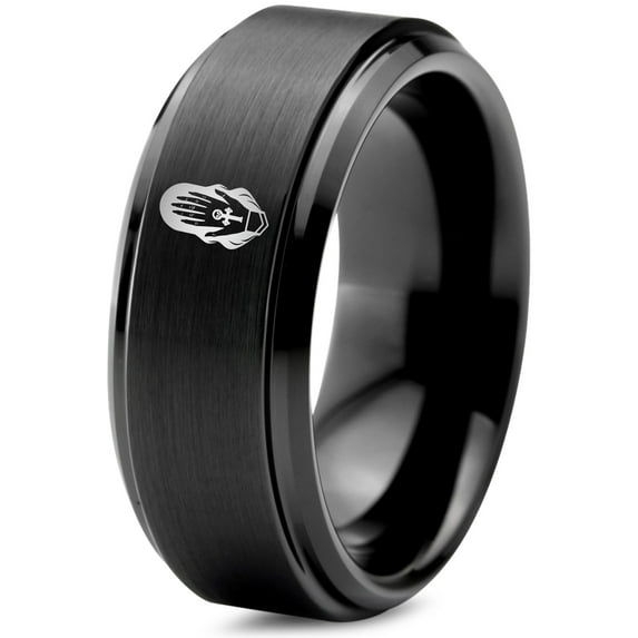 Gamer Tungsten Black Wedding Ring Valentine Gift Hippie Jewelry Unique Gifts for Mom Royal Blue