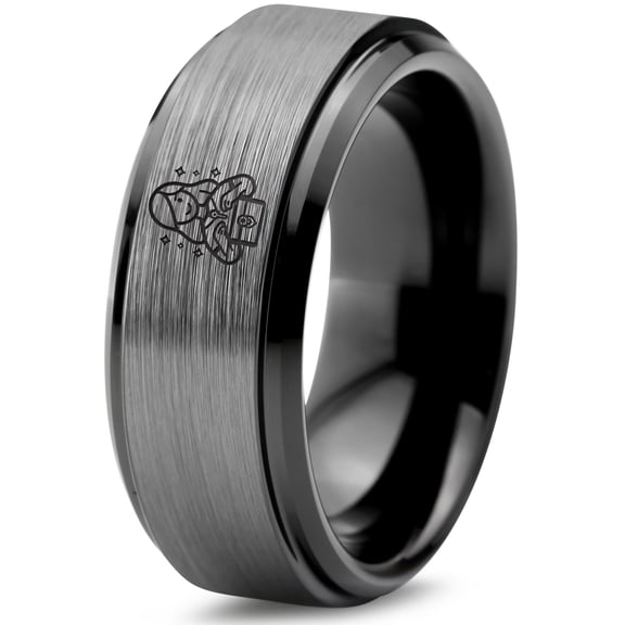 Gamer Tungsten Chunky Grey Ring Birthday Gift for Her Men Medical Matching Wedding Rings