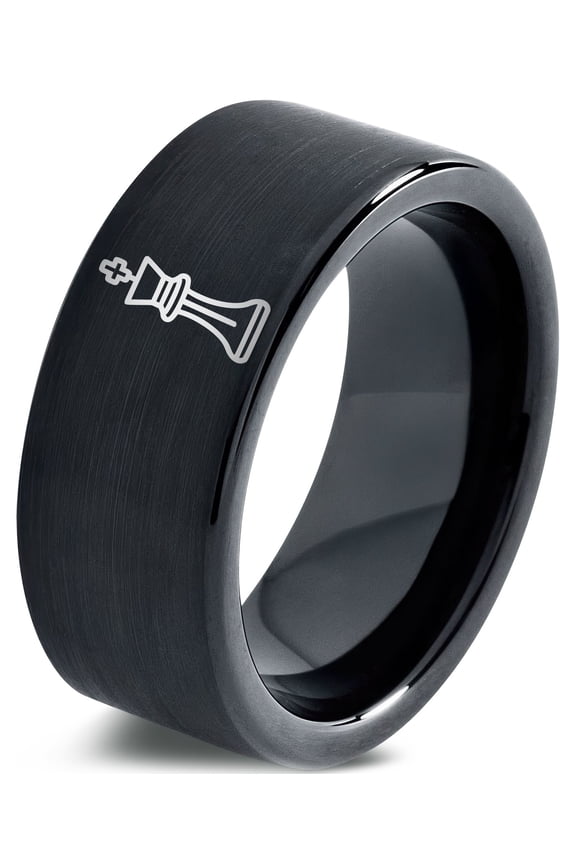 Gamer Tungsten Engagement Rings Metallic Black Boho Jewelry 21st Birthday Gifts for Guys 4mm