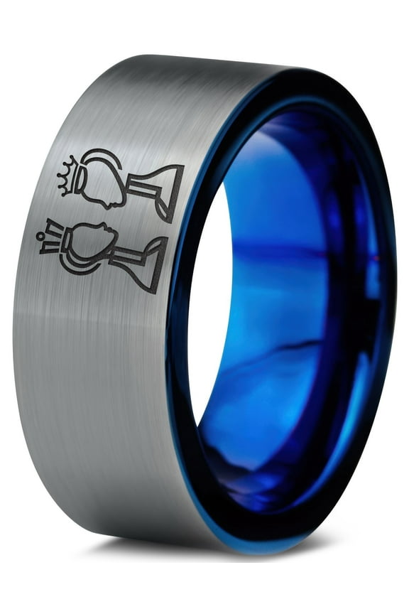 Tungsten Mens Wedding Ring Gray Gifts for Friends Gamer Fathers Day Future Mrs King Women