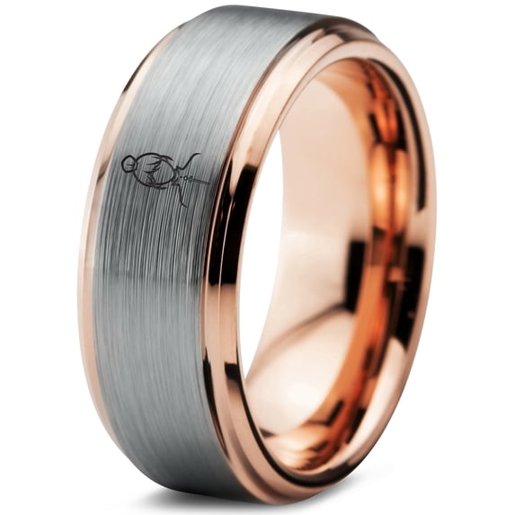 Gamer Tungsten Mens Hammered Gray Rings Boyfriend Gift Curved Wedding ...