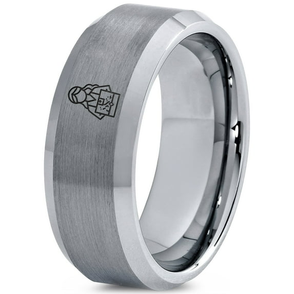Gamer Hammered Gray Ring Women Gift for Him Tungsten Couple Rings Mens Gifts Unique Best Dad Ever