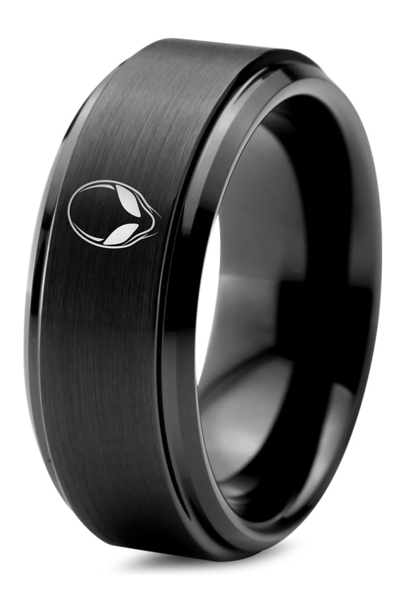 Gamer Tungsten Ring Miniatures Set of 2 Black Mother Papa Gifts Graduation Jewelry Mama