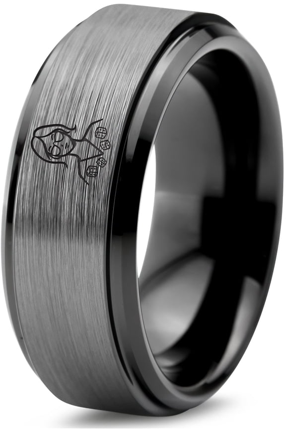 Gamer Black Metal Tungsten Mens Rings Small Tungsten Ring Handwriting Bohemian Jewelry Man