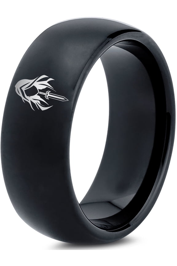 Tungsten Black Rings Gamer Valentines Day Couples Godfather Gift Birthday Gifts for Women