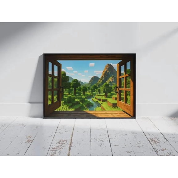 Gamer Wall Art, Block Video Game Decor, Steve Pixel Art, Gamer Room Decor, Creeper Print, Boys Bedroom Poster, Gaming Gift UNFRAMED