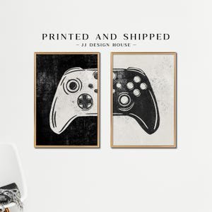 Gamer Wall Art Set: Neutral Game Controller Prints, Poster Only