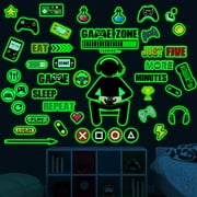 Gamer Wall Decals Stickers Glow in The Dark Wall Decals Game Wall Stickers for Boys Kids Girls Bedoom Playroom Wall Decor(Green)