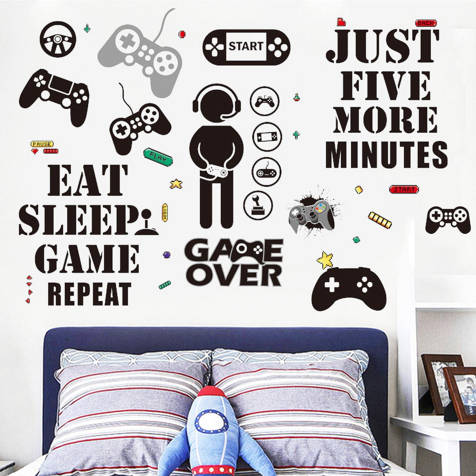 Cheers US Eat Sleep Game Wall Decal Gamer Boy Wall Stickers Vinyl Video  Game Wall Decor Gaming Controller Wall Decals for Boys Room Kids Bedroom  Home