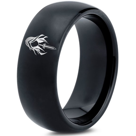 Gamer Rings Tungsten Mens Ring Black 30th Birthday Statement Jewelry Simple Wedding Band
