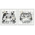 thumbnail image 1 of Stupell Industries Gamer Words with Modern Pixels 2 Piece White Framed Giclee Art Set, design by Kim Allen, 1 of 8