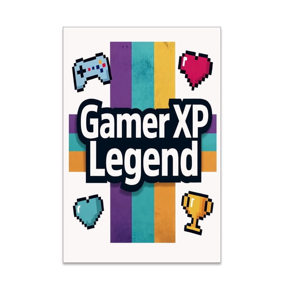 Gamer XP Poster - Bold Pixel Art - Wall Decor for Gaming Rooms
