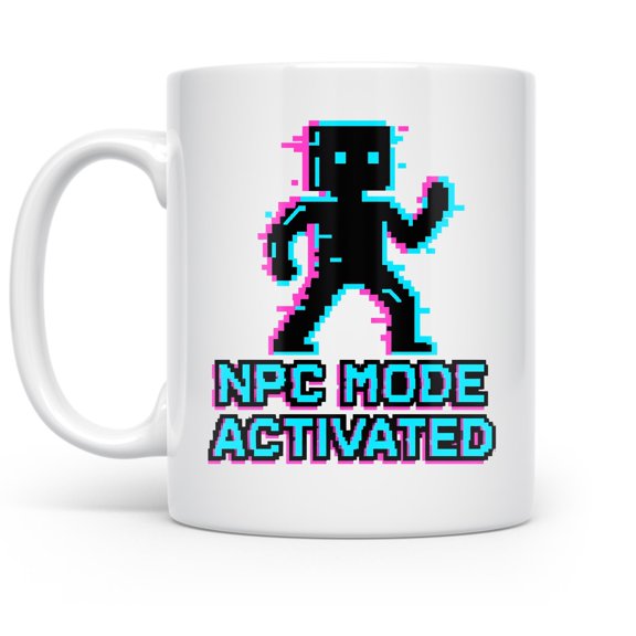 Gamer 11 oz Coffee Mug - NPC Mode Activated White Ceramic Gift