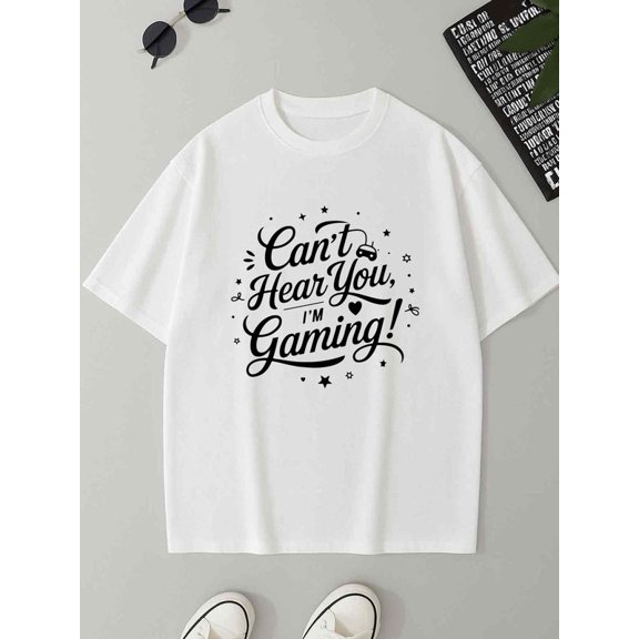 Gamer's Tee game cotton tshirts funny t shirts men's 180G 100% Cotton white Comfortable loose T-shirt Stylish summer outerwear Daily and weekend wear Perfect for exercise merch game over Halloween g
