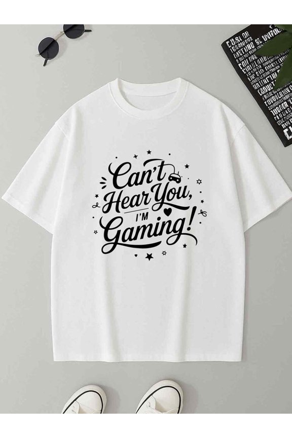 Gamer's Tee game cotton tshirts funny t shirts men's 180G 100% Cotton white Comfortable loose T-shirt Stylish summer outerwear Daily and weekend wear Perfect for exercise merch game over Halloween g
