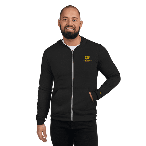 GamerTagg Collection Black and Gold Zip Hoodie (XS)
