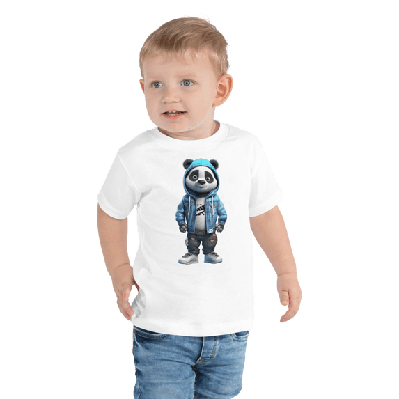 GamerTagg Collection Toddler Short Sleeve Cool Panda Tee White (5T)