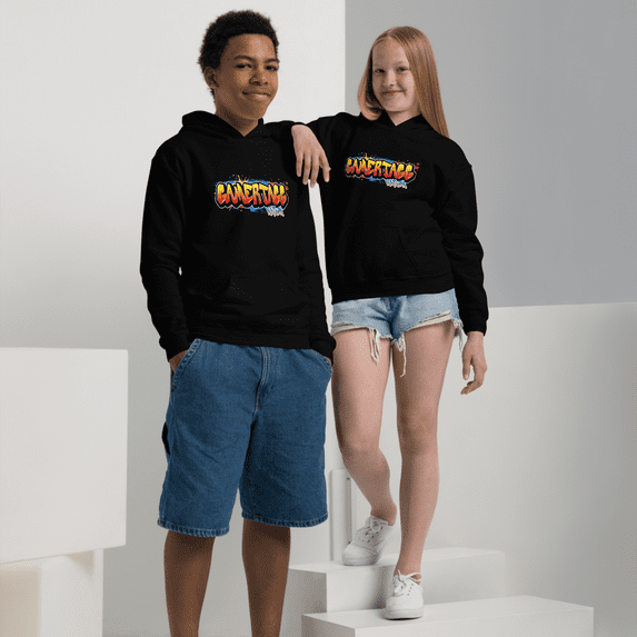 GamerTagg Collection Youth Black Heavy Graffiti Blend Hoodie (M)