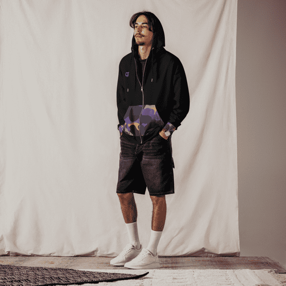 GamerTagg Collection Zip Hoodie Black / Purple Camo (XS)