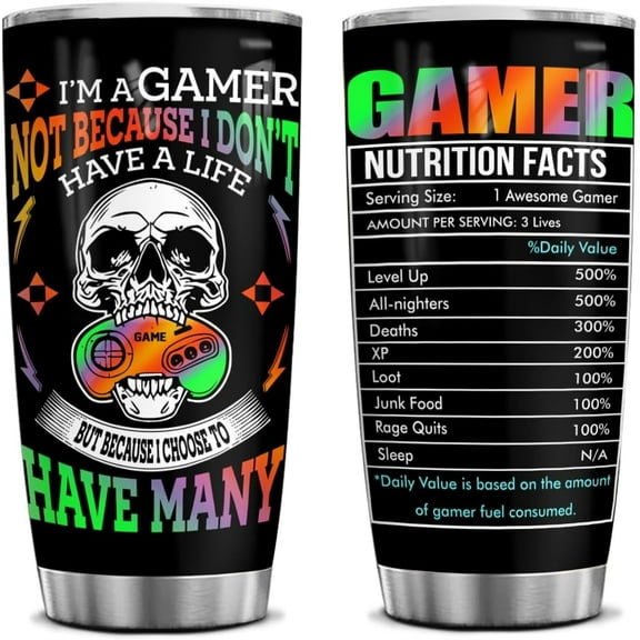 Gamers Gifts Ideas for Men & Women: PC Gameboy 20 Oz Tumbler, Funny Gaming Coffee Mugs, Cool Video Game Lovers Must-Haves for Teenage Boys & Girls Accessories Items, Stuff Things for Boyfriend Cups