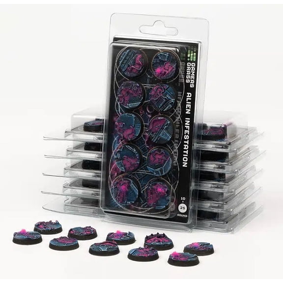 Gamers Grass Alien Infestation Bases - Round 25mm New