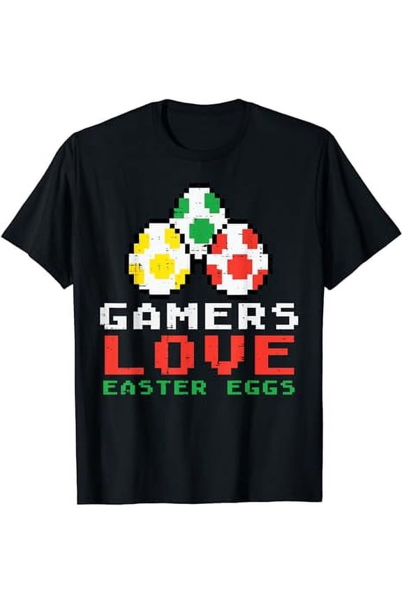Gamers Love Easter Eggs Cute Video Game Gaming Boys Kids Men T-Shirt