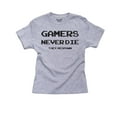 thumbnail image 1 of Gamers Never Die They Respawn - Video Game Graphic Boy's Cotton Youth Grey T-Shirt, 1 of 2