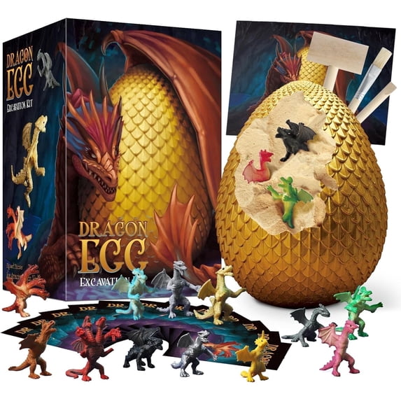 Piano Potato Jumbo Dragon Egg Dig Kit, Dig Up 12 Unique Dragons STEM Archaeology Toy, Educational Gift for Boys & Girls Ages 6-12