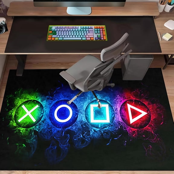 Games Area Rugs, Gamer Rug for Boy Cool Player Room Decor, Gaming Carpets for Boys Teens, Child Play Soft Floor Mat for Dining Living Room Sofa, Video Game Decor Decorate Doormats Black