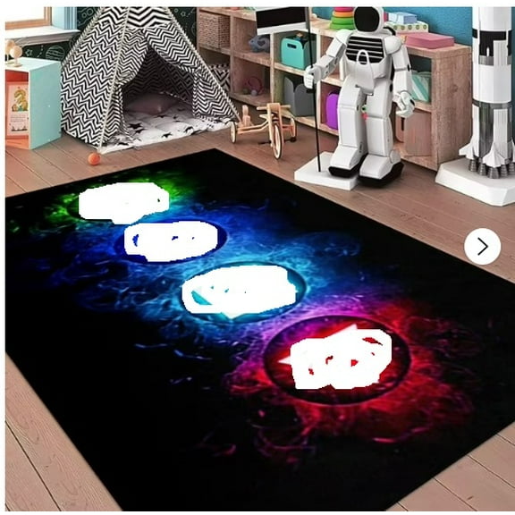 Games Area Rugs, Gamer Rug for Boy Cool Player Room Decor, Gaming Carpets for Boys Teens, Child Run Play Soft Floor Mat for Dining Living Room Sofa, Video Game Decor Decorate Doormats Black