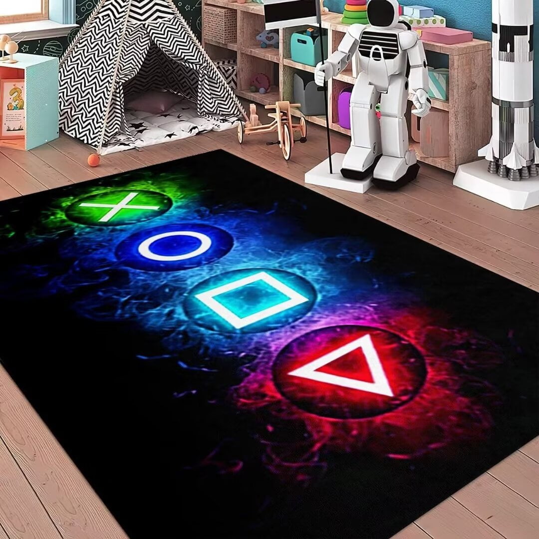 Games Area Rugs, Gamer Rug for Boy Cool Player Room Decor, Gaming